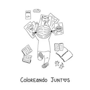 Imagen para colorear de una niña pequeña vista desde arriba coloreando en el suelo