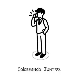 Imagen para colorear de un hombre hablando por teléfono