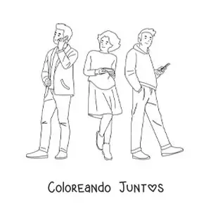 Imagen para colorear de chicos jóvenes usando el teléfono para comunicarse