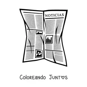 Imagen para colorear de un periódico abierto que en su portada muestra noticias