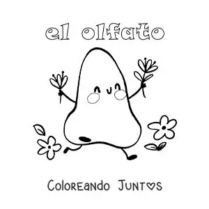 Imagen para colorear de una nariz animada para niños