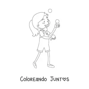 Imagen para colorear de una niña haciendo malabares