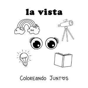 Imagen para colorear de símbolos del sentido de la vista para niños