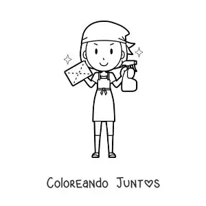 Imagen para colorear de una madre lista para limpiar su casa