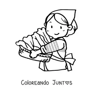 Imagen para colorear de una ama de casa recogiendo la ropa sucia en un cesto