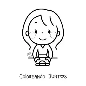 Imagen para colorear de una mujer doblando la ropa recién lavada