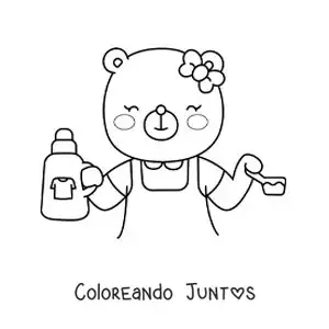 Imagen para colorear de una osa animada con jabón para la ropa