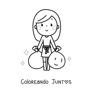Imagen para colorear de una chica sacando la basura