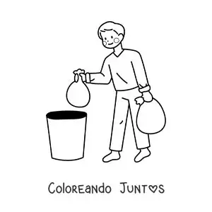 Imagen para colorear de un hombre sacando la basura en el hogar