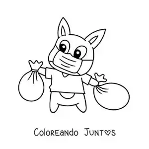 Imagen para colorear de un cerdito animado sacando la basura