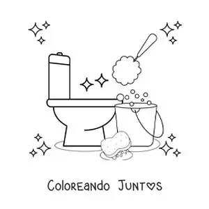 Imagen para colorear de artículos para la limpieza del baño
