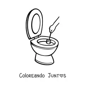 Imagen para colorear de una mano limpiando una poceta