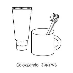 Imagen para colorear de una pasta dental y un cepillo