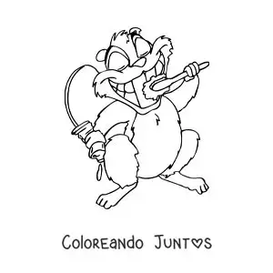 Imagen para colorear de una caricatura de una ardilla cepillando sus dientes