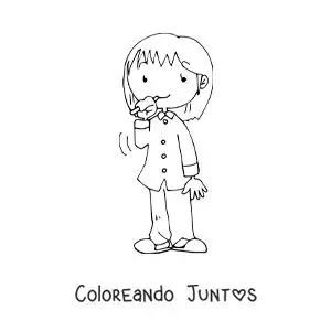 Imagen para colorear de una niña cepillando sus dientes antes de dormir