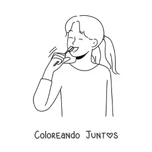 Imagen para colorear de una niña cepillándose los dientes