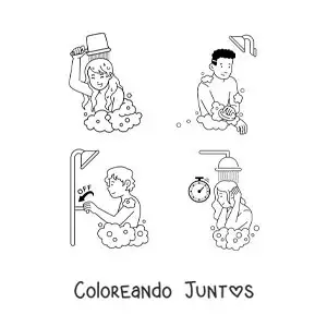 Imagen para colorear de personas tomando una ducha