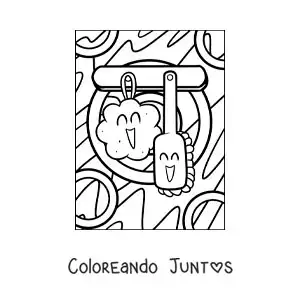 Imagen para colorear de una esponja para el cuerpo y un cepillo animados