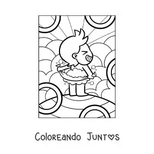 Imagen para colorear de una caricatura de un niño secándose después de bañarse