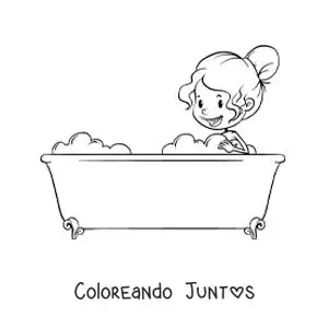 Imagen para colorear de una chica en la bañera