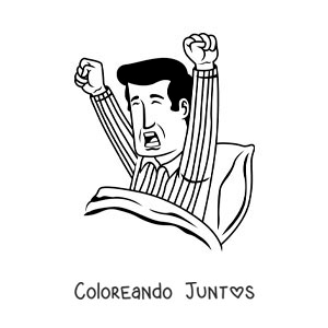 Imagen para colorear de una caricatura de un hombre despertando en la mañana