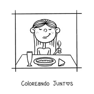 Imagen para colorear de una niña desayunando