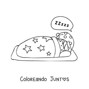 Imagen para colorear de un niño en pijama durmiendo en su cama