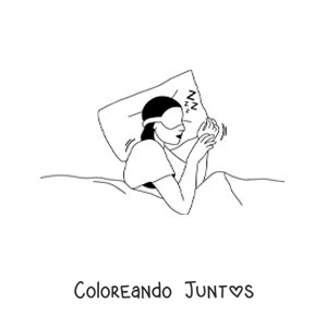 Imagen para colorear de una mujer durmiendo con antifaz