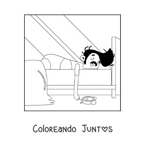 Imagen para colorear de un hombre durmiendo hasta tarde en su cama