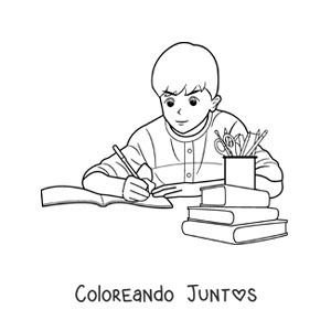 Un niño haciendo sus deberes en la mesa