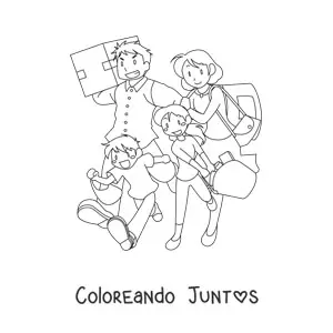 Imagen para colorear de una familia haciendo compras