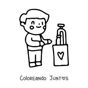 Imagen para colorear de un niño lavando sus manos