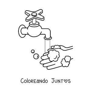 Imagen para colorear de higiene de las manos con agua y jabón