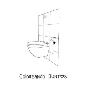Imagen para colorear de el váter y el papel higiénico en el baño