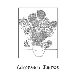 Imagen para colorear de los girasoles de van gogh