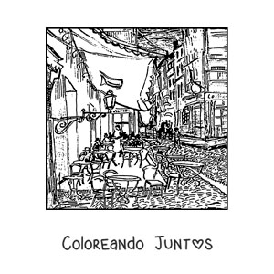 Imagen para colorear de la terraza de café por la noche de van gogh