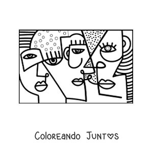Imagen para colorear de cuadro al estilo de picasso para niños