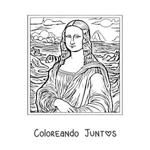 Imagen para colorear de mona lisa de leonardo da vinci