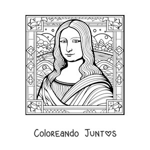 Imagen para colorear de la mona lisa para niños
