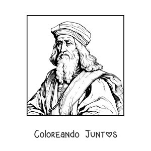 Imagen para colorear de retrato de leonardo da vinci