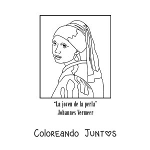 Imagen para colorear de La joven de la perla de Johannes Vermeer