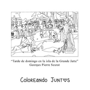 Imagen para colorear de Tarde de domingo en la isla de la Grande Jatte de Georges Pierre Seurat