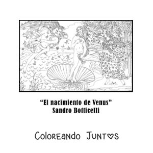 Imagen para colorear de El nacimiento de Venus de Sandro Botticelli