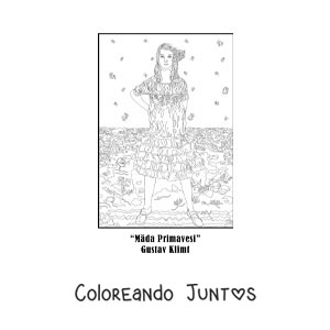 Imagen para colorear de Retrato de Mada Primavesi de Gustav Klimt