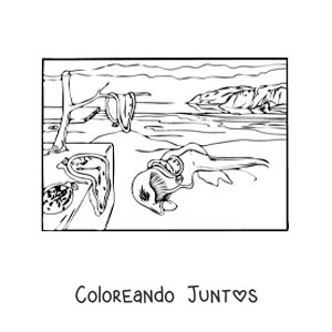 Imagen para colorear de la persistencia de la memoria para niños