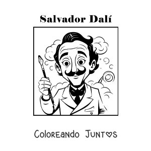 Imagen para colorear de una caricatura de salvador dalí