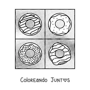 Imagen para colorear de donas al estilo de Andy Warhol para niños