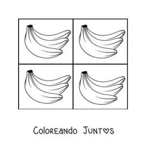 Imagen para colorear de una caricatura de bananas al estilo de Andy Warhol