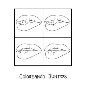 Imagen para colorear de un dibujo de labios pop art al estilo de Andy Warhol
