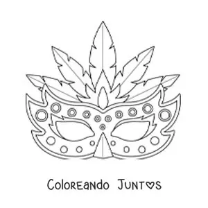 Imagen para colorear de antifaz de carnaval con plumas